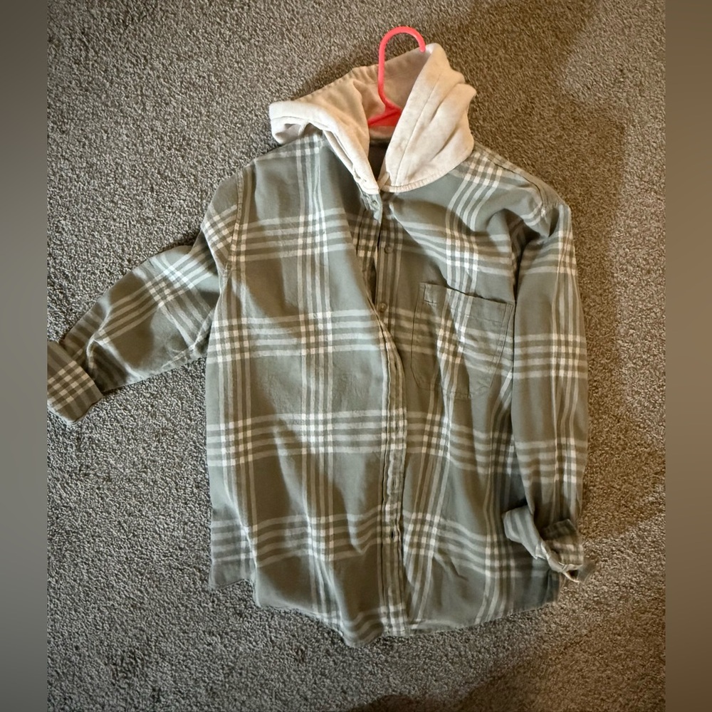 American Eagle Plaid Hooded Shirt